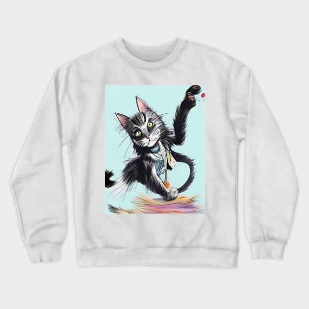 Cat with Magic Book Crewneck Sweatshirt by GrafDot